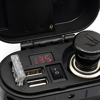 Pengisi Daya Soket Rokok Soket USB Voltmeter Mobil Sepeda Motor 12V