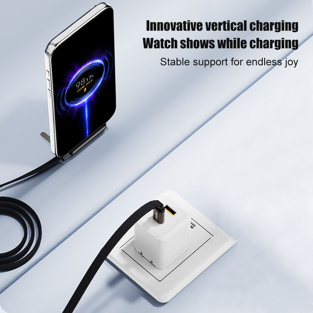 240W PD Fast Charge USB C Cable with Phone Stand Universal Type C Charger Cable for All USB C Devices