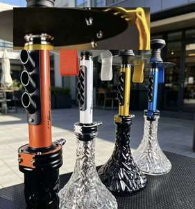Modern <b>Hookah</b> Set Aluminum Tobacco <b>Pipe</b> Multi Tube Metal Base Glass Bowl Lounge Drinkware - Product Image 3