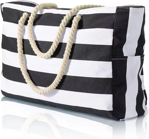 Sac fourre-tout en toile extra large écologique avec impression de logo personnalisé, fermeture éclair, poignée longue, broderie tendance, sac de shopping élégant - Product Image 1