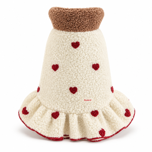 Robe pour chien et chat en polaire sherpa avec jupe à volants en forme de cœur, vêtements chauds d'hiver mignons et kawaii pour animaux de compagnie, vêtements pour animaux de compagnie OEM personnalisés avec étiquette privée - Product Image 1