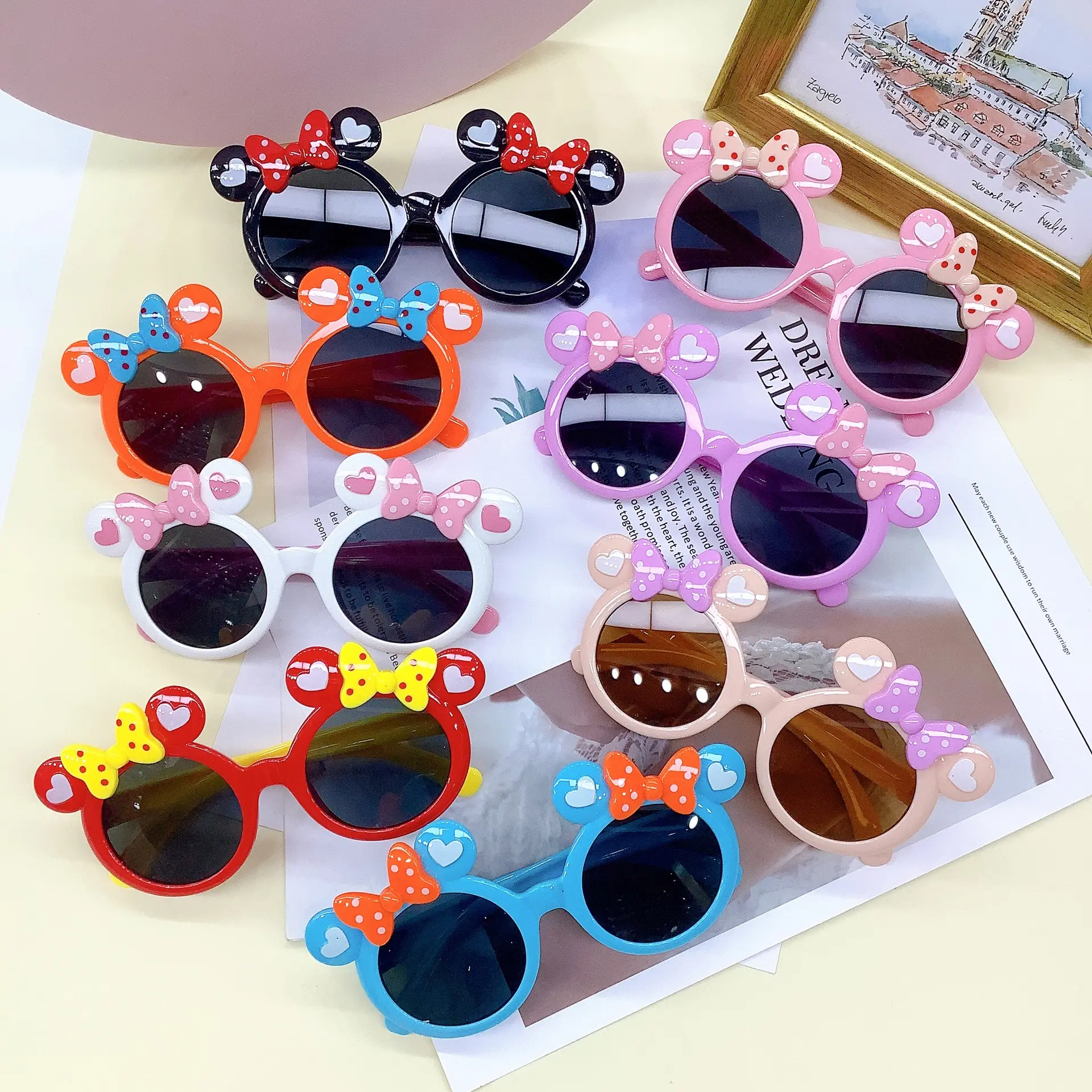 Wholesale Kids Sunglasses Cartoon Baby Shades Toddler Sunglasses Cute Minnie Sunglasses