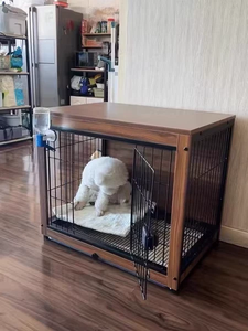 Recinto per Cani da Interno in <span class=keywords><strong>Legno</strong></span> con Area Separata per il Bagno, Gabbia per Razze Piccole e Medie, Cuccia per Shiba Inu e Cuccioli - Product Image 2