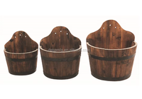 Set ember bunga kayu tahan lama, penanam taman disesuaikan coklat untuk dekorasi dalam dan luar ruangan