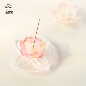 Porte-encens en cristal Fleur de Prunier de Février, sculpté à la main par procédé de dégommage, support de méditation Feng Shui pour la maison - Product Image 2