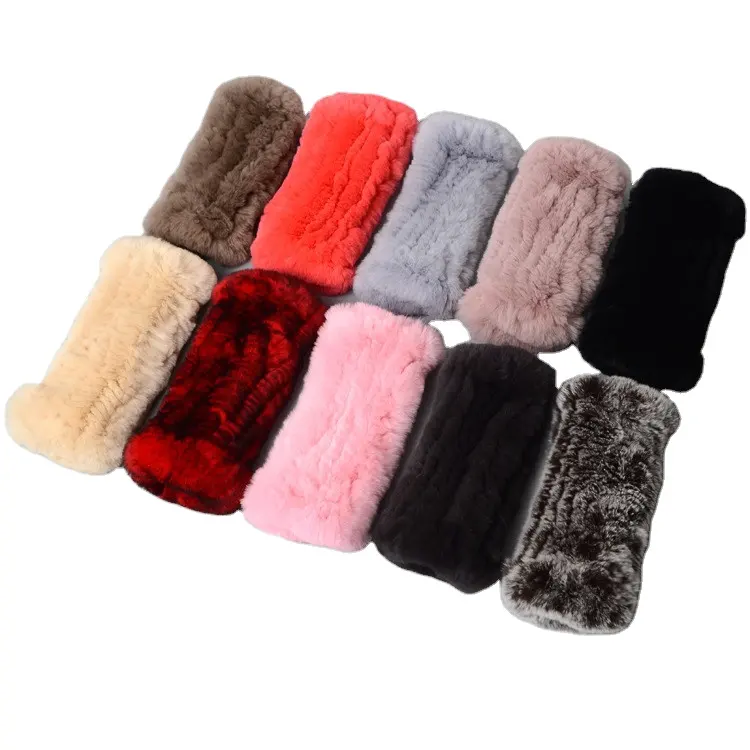 Fashion Warm Winter Keeper Real Rex Rabbit Fur Glove Fingerless Mittens For Ladies