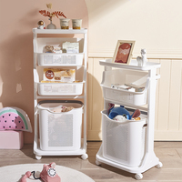 Panier à linge en plastique multicouche pour salle de bain avec roulettes universelles Chariot de rangement pour toilette pour armoire