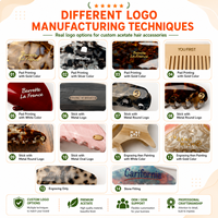 Pince à cheveux carrée en acétate de 5 cm avec logo personnalisé Ume, motif géométrique découpé, pour demi-queue de cheveux, vente en gros