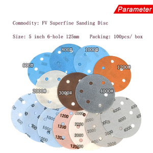 5 pouces 6 trous Superfine Film disque <span class=keywords><strong>de</strong></span> ponçage humide/sec papier <span class=keywords><strong>de</strong></span> sable doux crochet et boucle papier <span class=keywords><strong>de</strong></span> verre pour outils abrasifs peinture polissage - Product Image 3