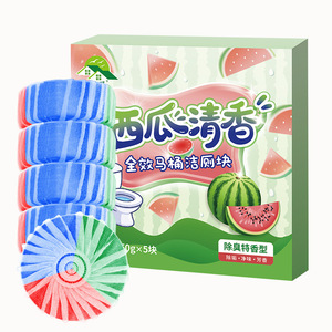 Blue <b>Bubble</b> Watermelon Scented Toilet <b>Cleaner</b> Tablets 50g X 5 Disposable For Toilet Cleaning And Deodorizing - Product Image 2