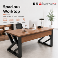 Escritorio Ejecutivo Moderno con Estructura Metálica, Escritorio de Computadora de Madera para Gerentes de Oficina, OEM ODM