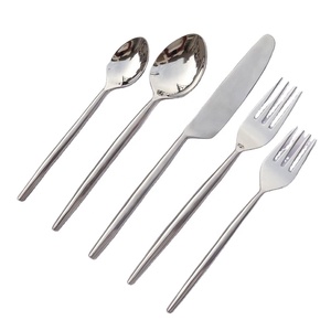Hotel Supplies Stainless Steel Silver <b>Mirror</b> Polished Cutlery Set With Round <b>Plain</b> Tapper Handle Flatware Elegant Flatware - Product Image 1