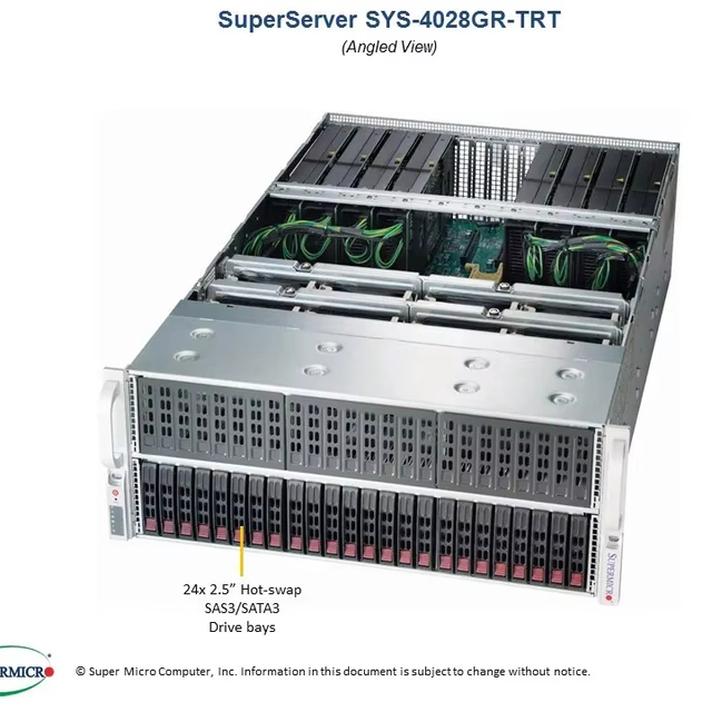 Used Super Micro SYS-4028GR-TR 4U Rack Server Dual Xeon E5 2600 V3 V4 CPU 24 RAM 24SFF 8 GPU Server for AI Deep Learning
