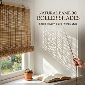 Natural <strong>Bamboo</strong> Roller Shades, Light Filtering <strong>Roll</strong> up Window <strong>Blinds</strong> for Indoor Outdoor <strong>Patio</strong> and Sun Porch <strong>Bamboo</strong> Curtain - Product Image 3