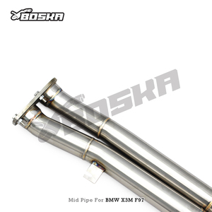 Tuyau d'échappement BOSKA Equal Length MidPipe Z pour X3M/X4M F97/F98 3.0T 2019-2023, en acier inoxydable poli ss304. - Product Image 4