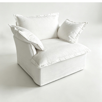 Modernes Leinen-Polstersofa mit Schwammfüllung, Einzelmodul-Sessel in Creme, tiefer Sitz für Apartment, Hotel, Einkaufszentrum, Wohnbereich