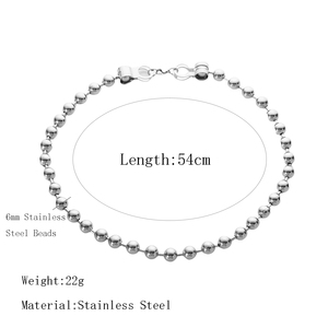 <span class=keywords><strong>Di</strong></span> alta qualità in acciaio inox rotondo 6mm 8mm <span class=keywords><strong>perline</strong></span> catena a sfera <span class=keywords><strong>collana</strong></span> in argento per gli uomini - Product Image 3