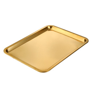 304 Stainless Steel Gold-Colored Square Tray Set Restaurant Serving Trays Commercial Grade Dishwasher Safe - Product Image 5