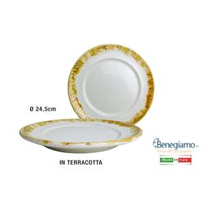 Piatti e Vassoi Piani a Righe Avorio-Terracotta da 24,5 cm - Categoria Prodotto - Product Image 1