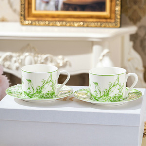 Light Luxury Pastoral & Fresh and Simple Style Lily Valley Ceramic Coffee Cup Saucer <b>Set</b> for Afternoon <b>Tea</b> - Product Image 1