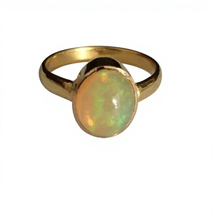 Natural Ethiopian <b>Opal</b> 18K <b>Gold</b> Plated Bezel Setting Luxury <b>Ring</b> 10-12mm Handmade Jewelry Wholesale - Product Image 1