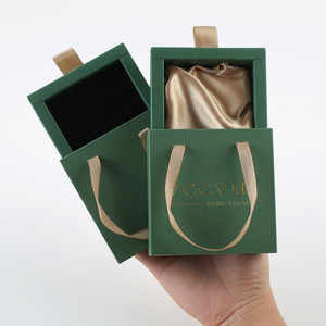 Eco-Friendly Custom Logo Sliding Drawer Jewelry <b>Gift</b> <b>Box</b> With Ribbon Handle Rigid Cardboard <b>Box</b> for Necklace Pendant Packaging - Product Image 5