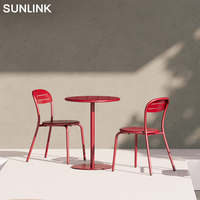 Vente en gros de mobilier d'extérieur Table en aluminium Chaises Patio Balcon Restaurant Café Bistro français Chaises de salle à manger étanches empilables