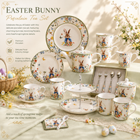 Nachhaltige Umweltfreundliche Keramik-Osterhasen-Tasse Garten-Häschen Bedruckte Becher Keramik-Kaffeetasse Geschenkset