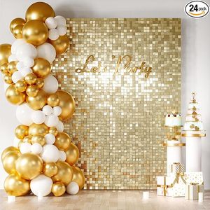 Đồ cưới, trang trí tiệc sinh nhật, hình vuông màu đỏ và vàng, nền Bảng điều khiển sáng tùy chỉnh hình lục giác, tường ánh sáng mờ - Product Image 2