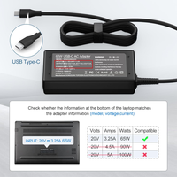 Nouveau chargeur USB C pour ordinateur portable 65W pour HP EliteBook x360 1030 630 745 835 840 845 860 ProBook 440 450 455 Type C 20V 3.25 Adaptateur secteur