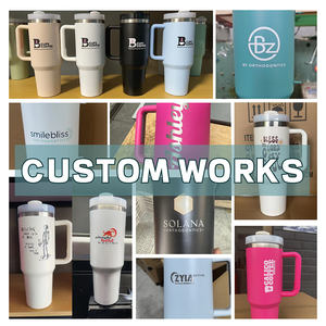 Gobelet isotherme personnalisé à double paroi de 40 oz avec poignée, en acier inoxydable, grande tasse de voyage avec couvercle et paille - Product Image 6