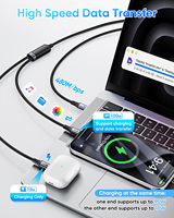 Câbles de données USB C SUNGUY 2 en 1 100W PD, câble de charge rapide de type C, câble d'alimentation USB C pour téléphone, ordinateur portable et utilisation en voiture