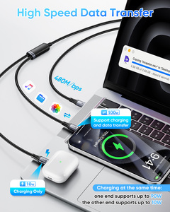 Câbles de données USB C SUNGUY 2 en 1 100W PD, câble de charge rapide de type C, câble d'alimentation USB C pour téléphone, ordinateur portable et utilisation en voiture - Product Image 3