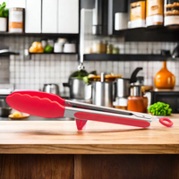 YJ Wonderful Ensemble de pinces alimentaires en silicone durable de 9 pouces avec support anti-brûlure haute température pour la cuisine au buffet à la maison