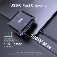 Cargador de escritorio de 240W, pantalla Digital, cargador rápido GaN, Cable retráctil de 100W, cargador de teléfono USB C para iPhone 17 Samsung MacBook
