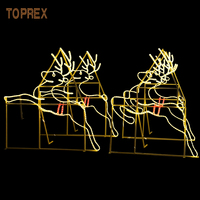 Toprex Giant Santa Claus Sleigh 2D Festival Décoration Grand décor de Noël extérieur avec matériau métallique LED étanche
