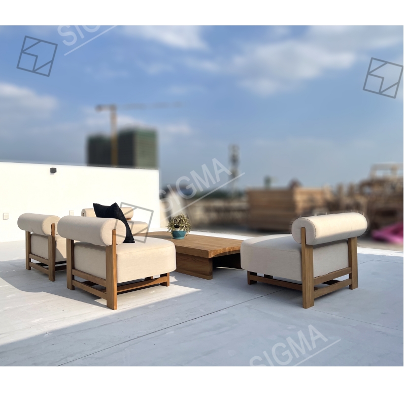 Luxury Outdoor Garden Patio Furniture Modern hotel Teak Wood Lounge Sofa Set High quality Sectional garden Sofa