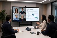 Écran plat interactif de 65 pouces avec support mobile sur roulettes, affichage tout-en-un