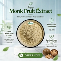 Groothandel Bulk 100% Zuiver Natuurlijk Luo Han Guo Extract Voedingsmiddelkwaliteit Zoetstof Monniksvrucht Extract Mogroside V Poeder
