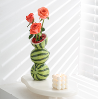 Vase décoratif en céramique jaune haut et moderne, motif citron de la Côte d'Amalfi, portable, pour centre de table de salle à manger, maison et cuisine