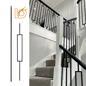 Balustrade moderne en <span class=keywords><strong>fer</strong></span> <span class=keywords><strong>forgé</strong></span> de 1/2 pouces, garde-corps carré noir uni pour décoration d'escalier intérieur - Product Image 5