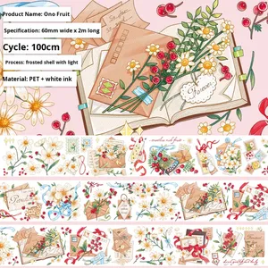 Ruban PET 2M/Rouleau Série Rêves Florissants Matériel de décoration pour carnet littéraire et artistique Autocollants en boucle - Product Image 6