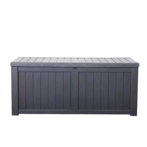 Caja de almacenamiento de Banco de textura de madera de resina plástica de 119Gal resistente al agua para exteriores con tapa bloqueable - Product Image 3