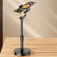 Support de téléphone portable et tablette pliable et télescopique multifonctionnel pour bureau, idéal pour le streaming en direct et le rangement