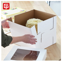 Boîtes à gâteaux en carton ondulé pliables recyclables carrées blanches classiques Offre Spéciale différentes tailles pour les fenêtres transparentes de gâteaux de 8 à 12 pouces