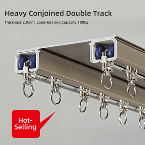 Đường ray rèm kim loại màu đen hiện đại với bánh xe mang phổ quát thường được sử dụng trong biệt thự phòng công nghiệp lõm đường ray công nghiệp - Product Image 4