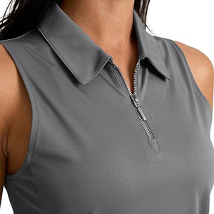 เสื้อกล้ามออกกำลังกายแบบซิป แห้งเร็ว ผลิตจากโพลีเอสเตอร์ สำหรับผู้หญิง แขนกุด เหมาะสำหรับกอล์ฟ เทนนิส หรือใส่เป็นเสื้อโปโลลำลอง แนวสปอร์ต - Product Image 5