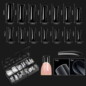 Faux ongles transparents de qualité supérieure, 250 pièces/boîte, 10 tailles, sans couture, souples, couvrance totale, formes trapézoïdale, ovale et amande - Product Image 5