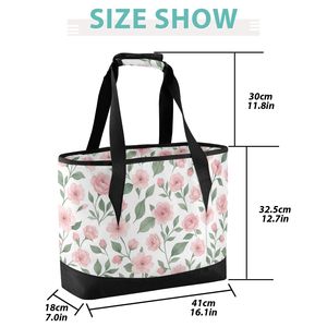Wholesale Custom Logo <b>Lunch</b> <b>Bag</b> for <b>Women</b> with Handles Pink Floral Print Cooler Tote for Work Shopping - Product Image 3
