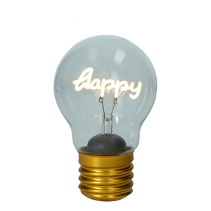 Glass <b>Light</b> Bulb With Happy Filament LED Indoor <b>Decor</b> Lighting - Product Image 1